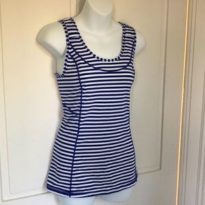 Lululemon Tank Top Purple & White Stripe Scoop Neck Sleeveless Size 4